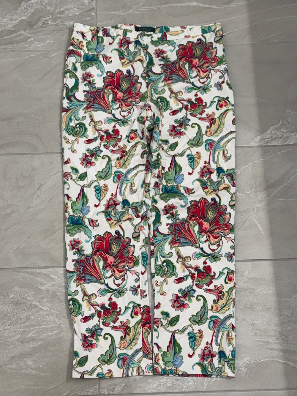 Ralph Lauren White Floral Print Capris Grannycore Resortwear